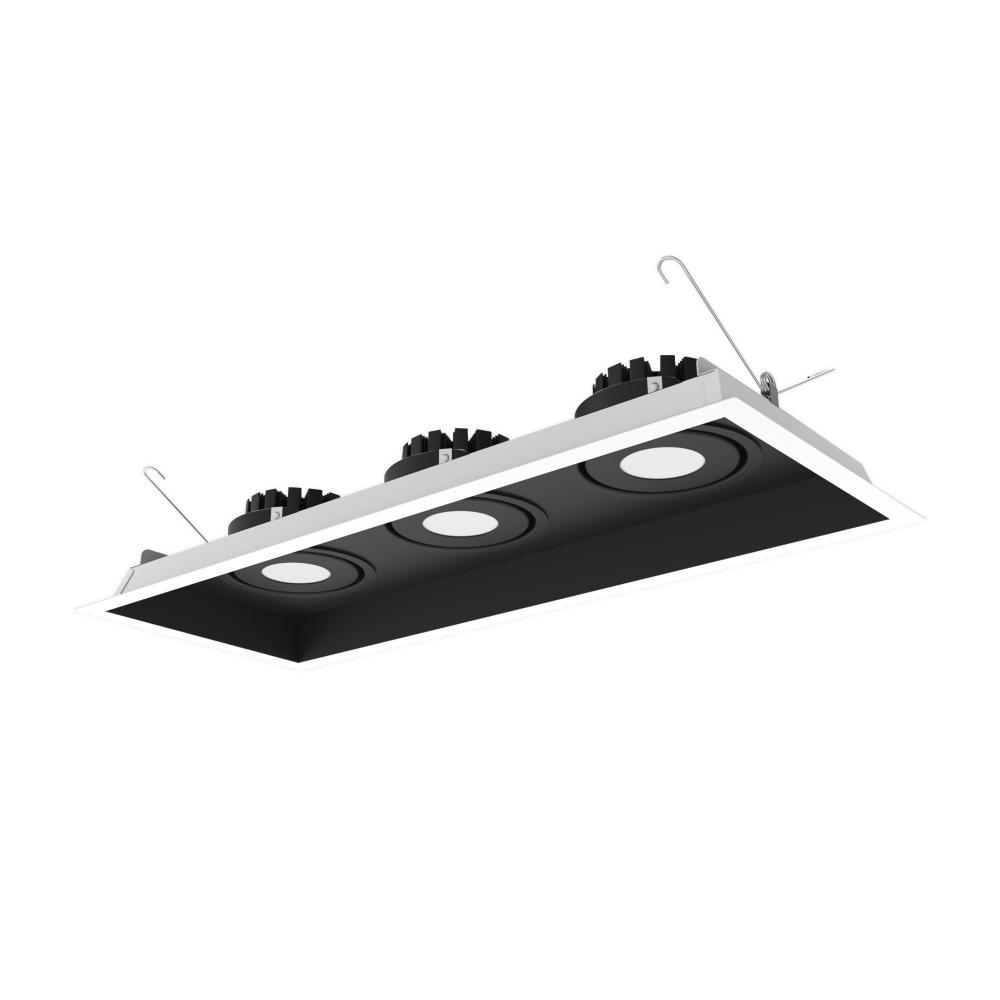 Three-Head Flanged LED Multiple Lighting Trim, 2500lm per Head w/ Narrow Flood Optic, 3000K,