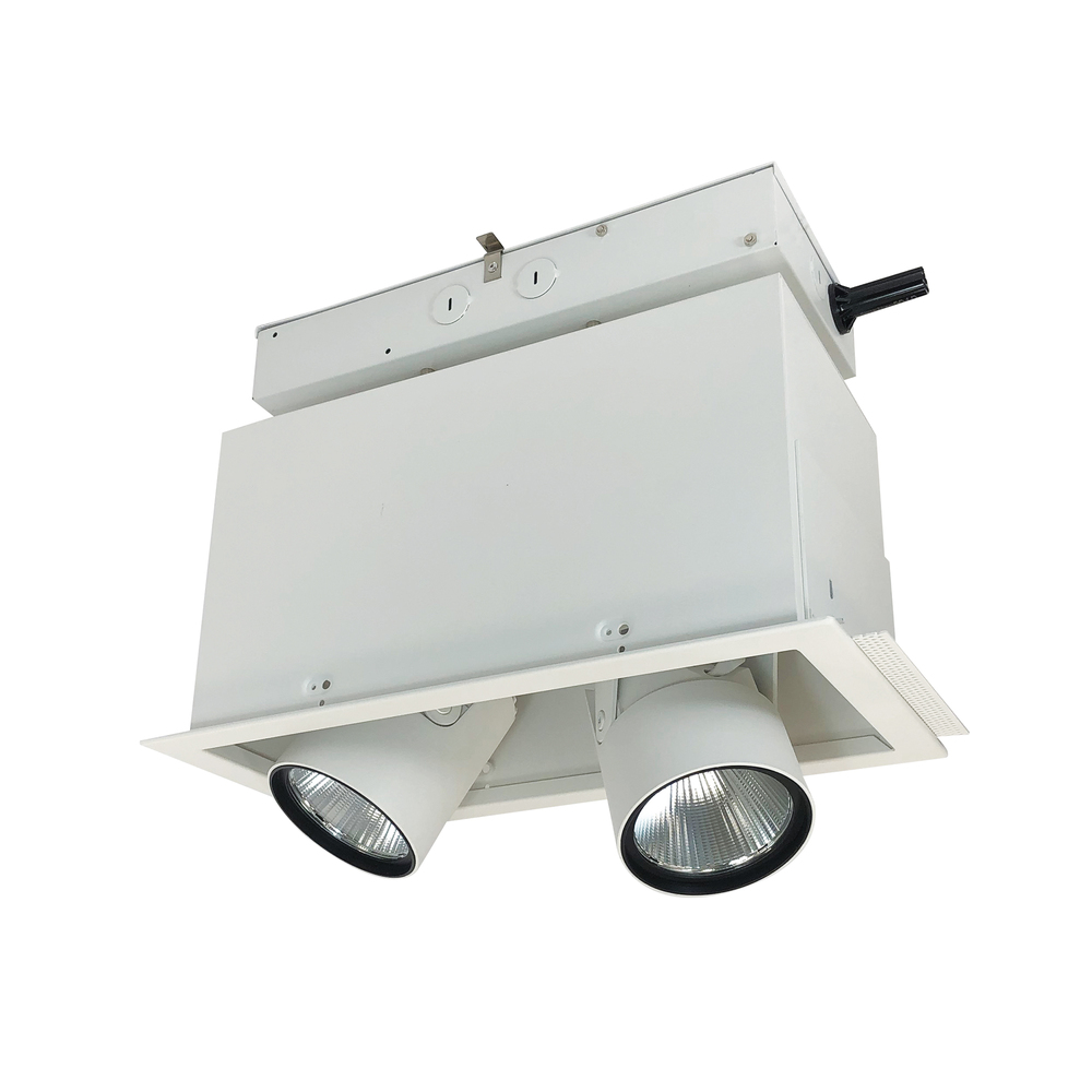 Pull-Down LED Trimless 2-Head MLS, 30W / 2100lm per Head, Flood, 3000K, White, 120V Triac/ELV/0-10V
