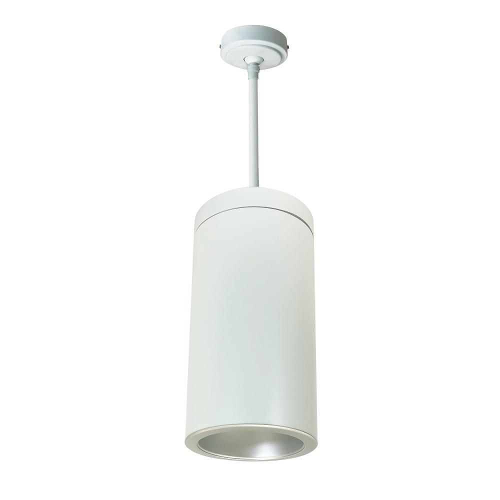 6" Sapphire III Pendant Mount White Cylinder, Haze Reflector/Haze Flange, 120-277; 0-10V