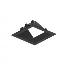 Nora NAPF-3SWWB/CL - 3" Apollo Square Flanged Wall Wash Trim with Clear Lens, Black Finish