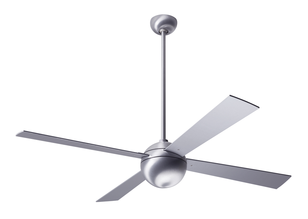 Ball Fan; Brushed Aluminum Finish; 52" White Blades; No Light; Fan Speed and Light Control (3-wi