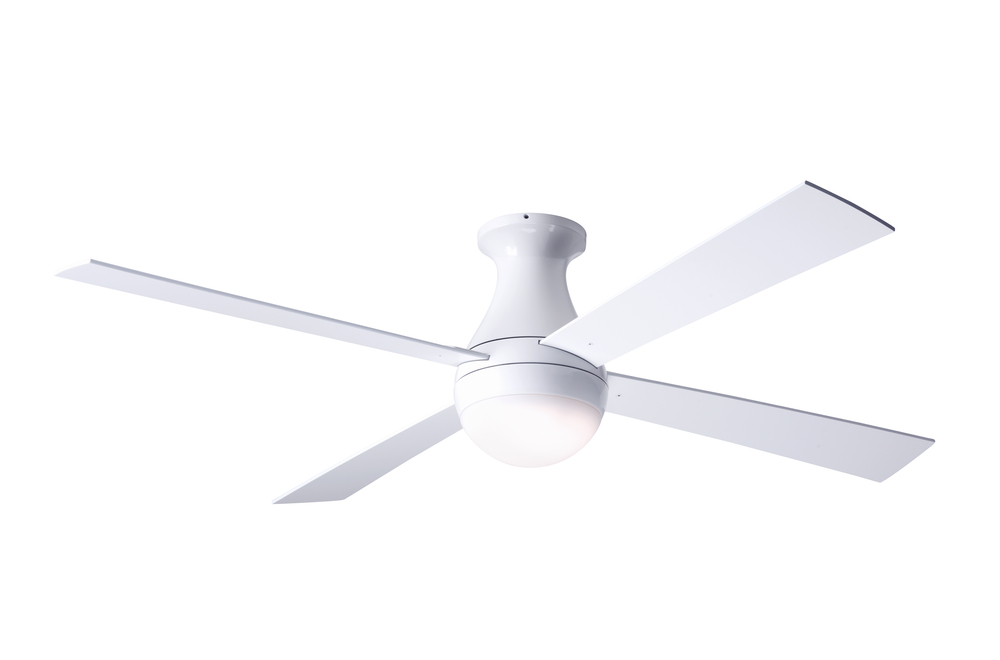 Ball Flush Fan; Gloss White Finish; 42" White Blades; 20W LED; Fan Speed and Light Control (3-wi