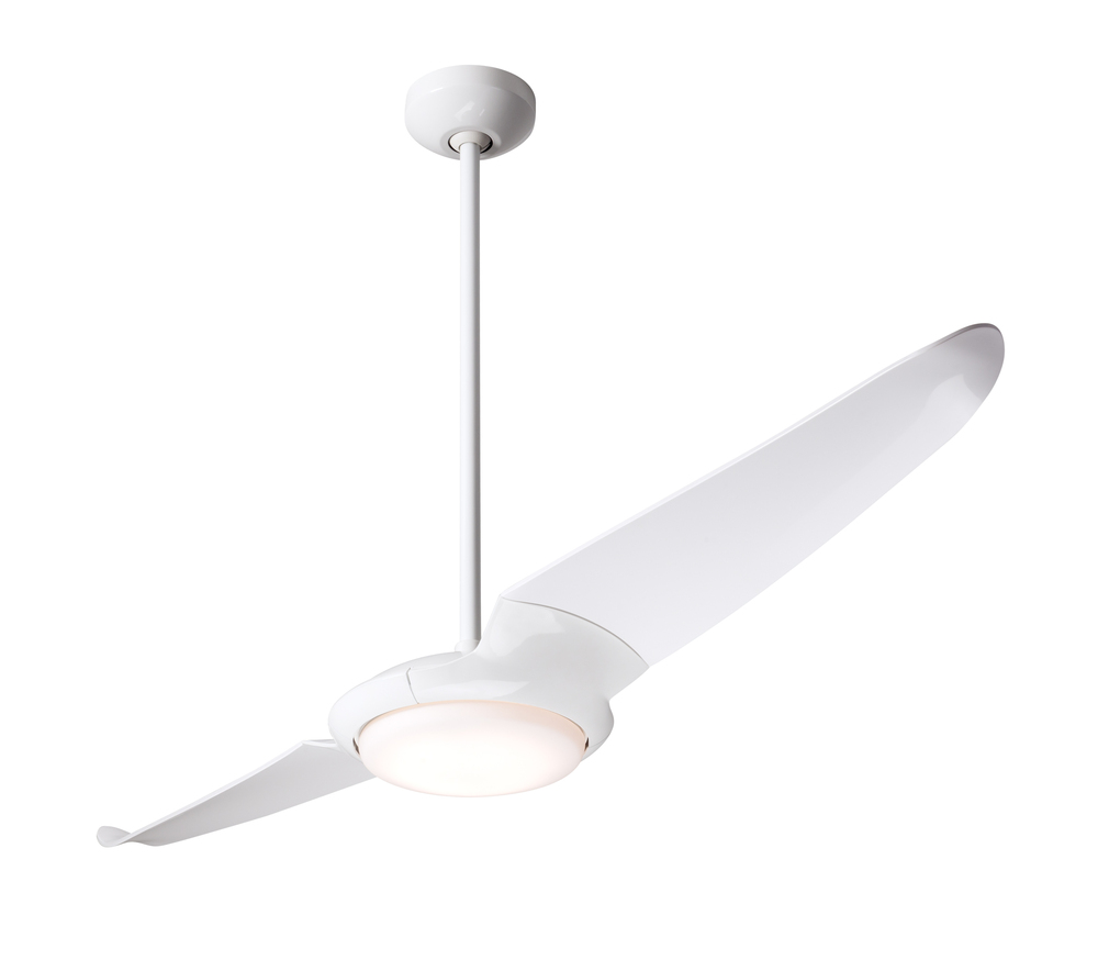 IC/Air (2 Blade ) Fan; Gloss White Finish; 56" Nickel Blades; 20W LED; Wall Control