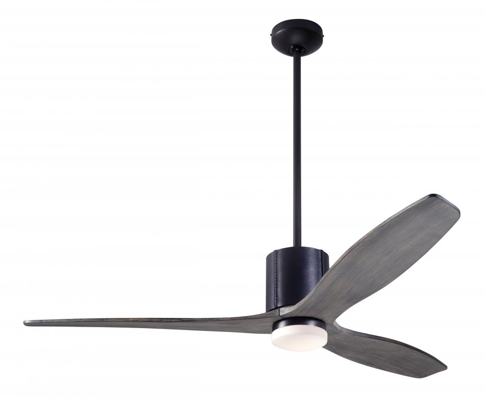 LeatherLuxe DC Fan; Dark Bronze Finish with Black Leather; 54" Graywash Blades; 17W LED; Wall Co