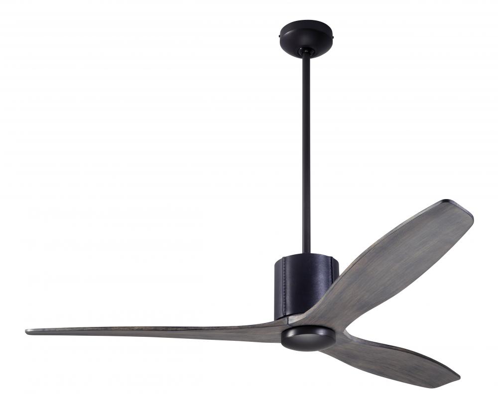 LeatherLuxe DC Fan; Dark Bronze Finish with Black Leather; 54" Graywash Blades; No Light