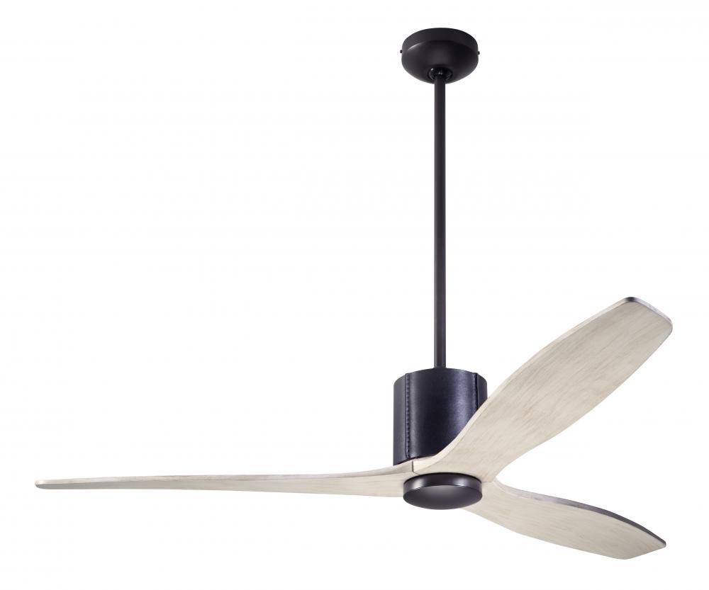 LeatherLuxe DC Fan; Dark Bronze Finish wt Black Leather; 54" Whitewash Blades; No Light