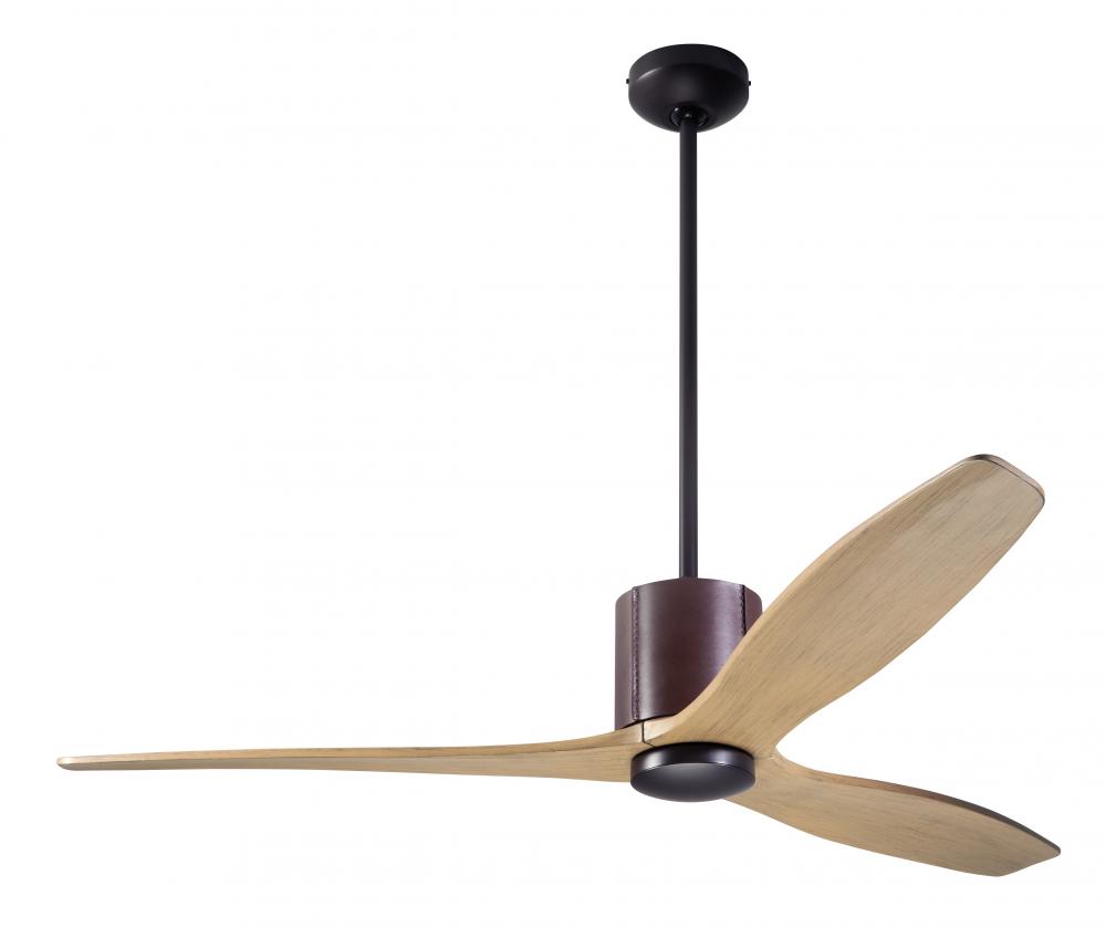 LeatherLuxe DC Fan; Dark Bronze Finish with Chocolate Leather; 54" Maple Blades; No Light