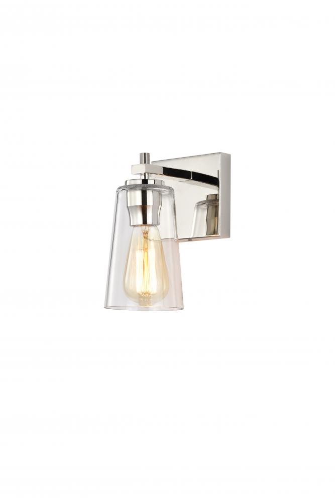 1x60W E26 Wallsconce in SN finish with replaceable Black and SN socket Rings with clear glass