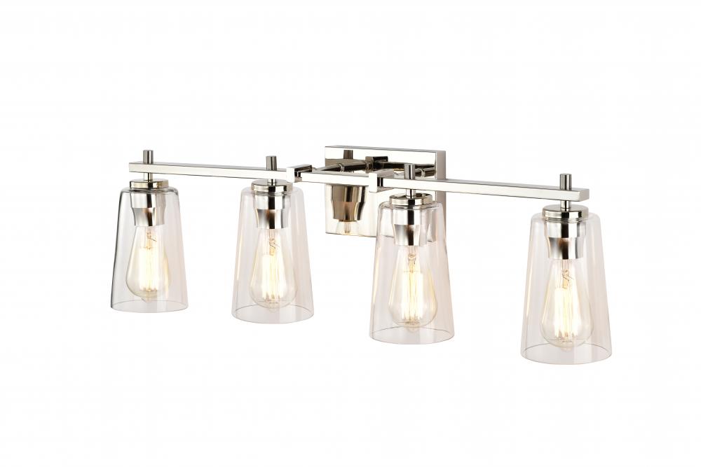 4 X60 w vanity in Satin Nickel finish with replaceable black and Satin Nickel socket rings