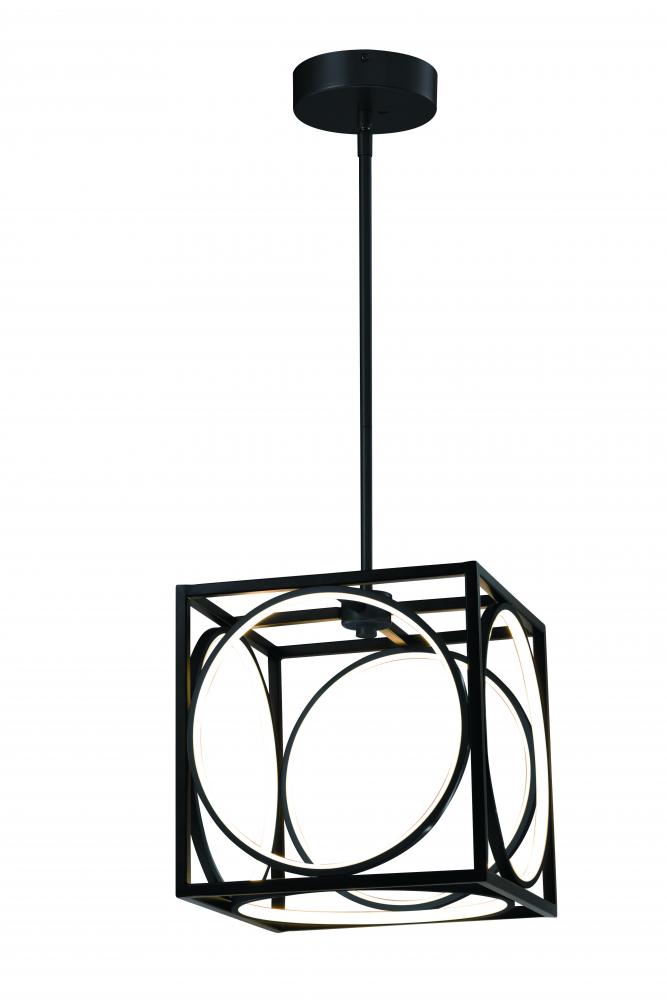 12" 29 W Led Pendant, intial Lumens 2000Lm, in 3000K Black frame with black inside