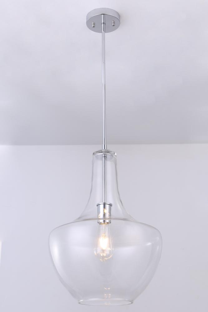 13.75" 1x60 W pendant in Chrome finish with clear glass