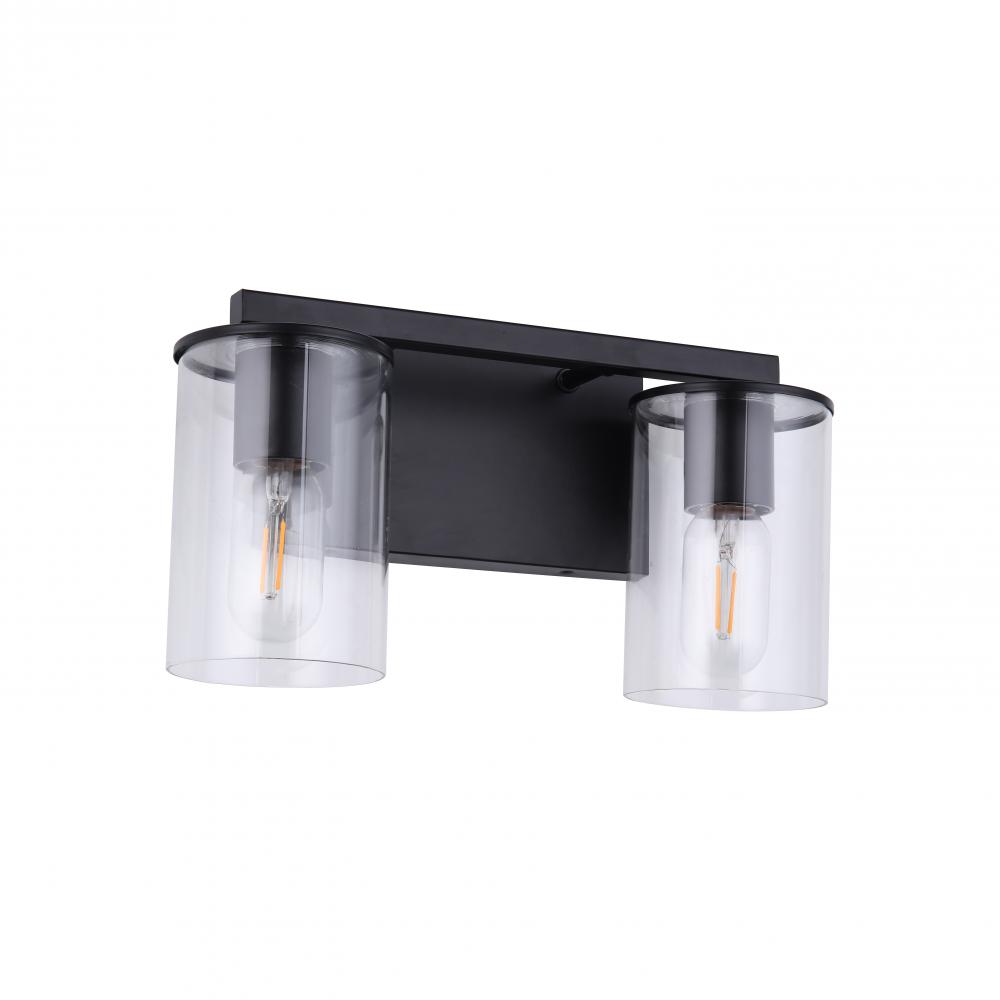 2X E26 60 W vanity Light in Black finish with replaceable socket rings