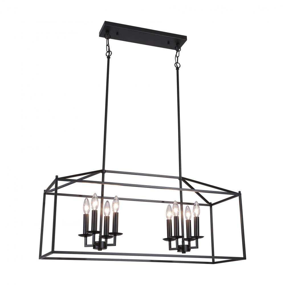 36" Linear Pendant, 8x40 W E12 comes with 3x12,1x6, 1x3" Pipes, with Chain and loop