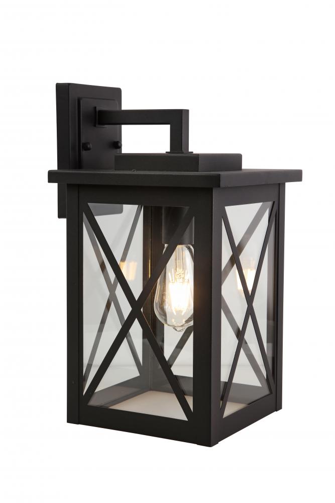 13.5" Aluminium die casting E26 Outdoor Wall Lighting 2*60W Black with Clear glass, Dimensions