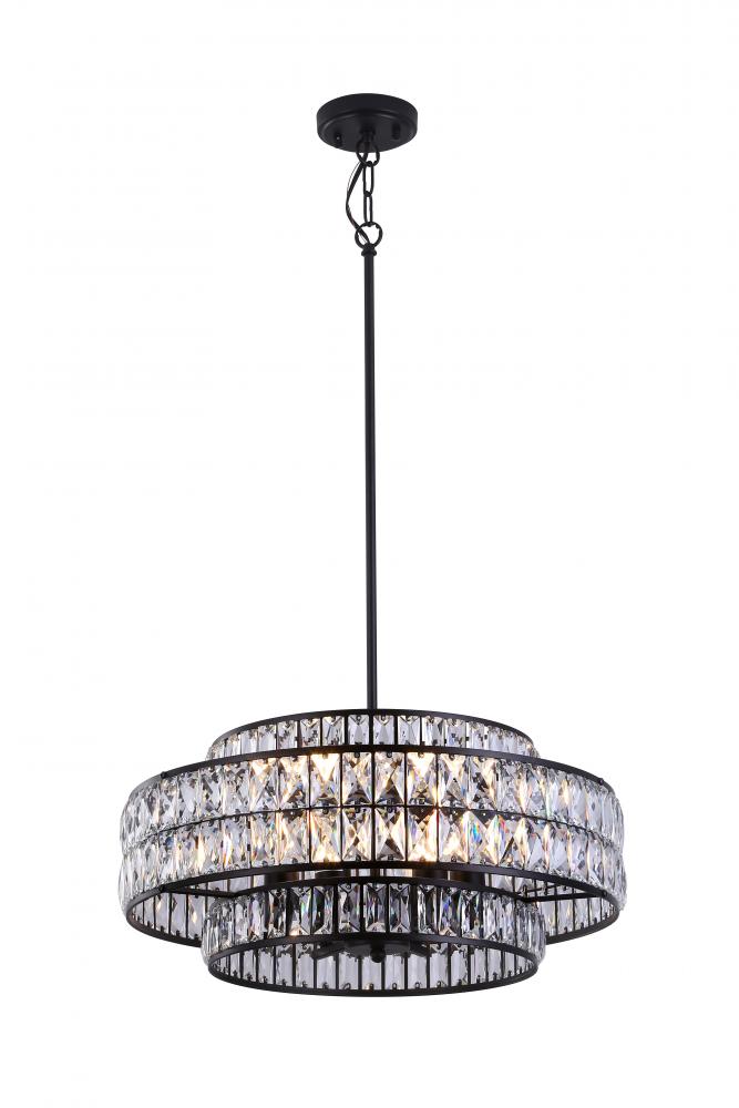 22" 6x60W e26 Pendant in black finish