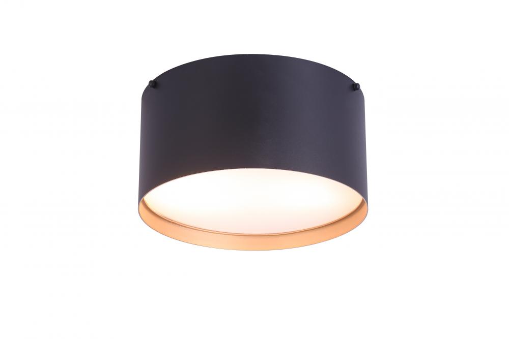 17" 3X60W E26 aluminum round flush mount with cast aluminum in black finish with white acrylic