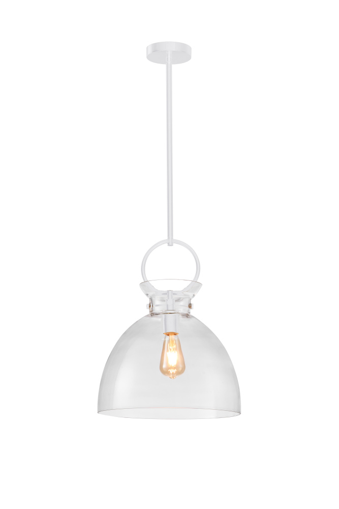 Stanley Pendant White Finish with Clear Glass