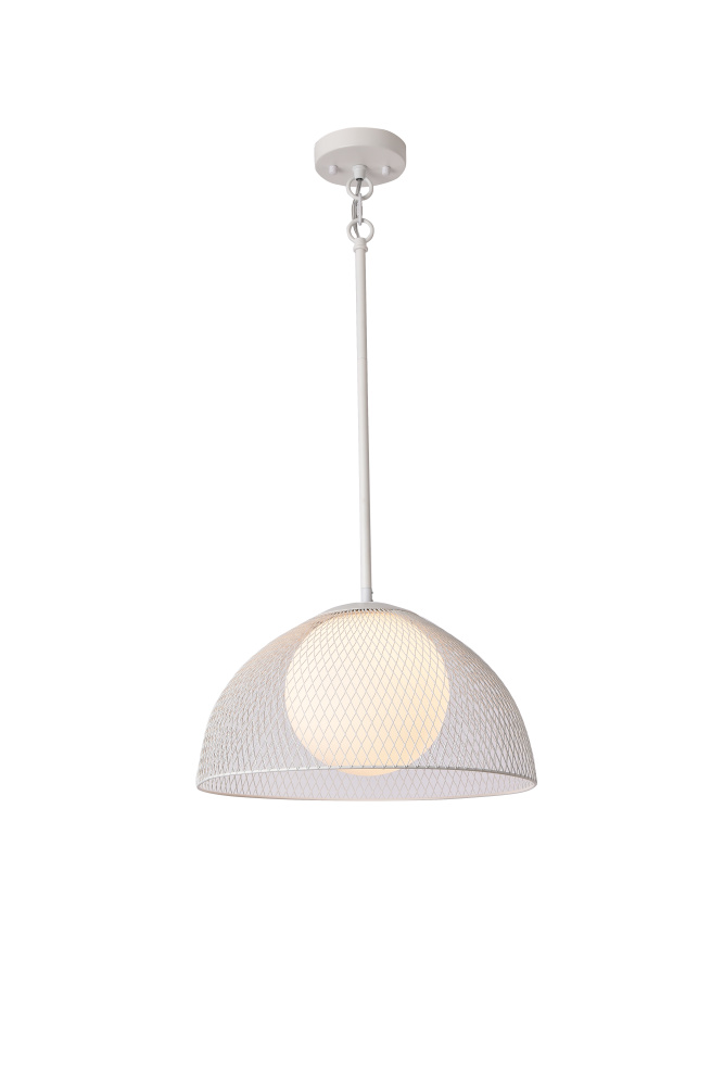 Yaletwown Pendant White Finish with Opal Glass