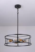 Lit Up Lighting LIT2435BK-GD - 18" 4x60 W E26 Pendant in black finish