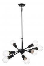 Lit Up Lighting LIT2532BK-BK - 8x60W E26-light pendant in black finish
