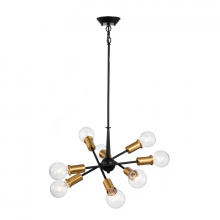 Lit Up Lighting LIT2532BK-GD - 8x60W E26-light pendant in black finish