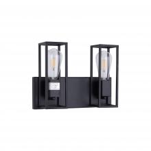 Lit Up Lighting LIT3122BK-GD - 2x 60W E26 vanity in black finish with Gold Sockets . Dimensions : L=13" E=4.5" H=9.5"