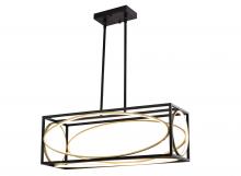 Lit Up Lighting LIT3502BK-GD - 28.5" 30W Led Pendant, intial Lumens 2400Lm, in 3000K Black frame with goldinside