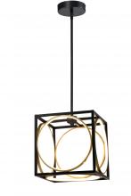 Lit Up Lighting LIT3532BK-GD - 12" 29 W Led Pendant, intial Lumens 2000Lm, in 3000K Black frame with gold inside