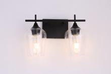 Lit Up Lighting LIT5322BK+MC-CL - 2x60 W E26 -Light vanity in Black with clear glass with multiple replaceable socket rings