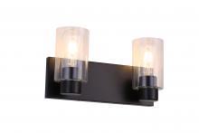 Lit Up Lighting LIT5422BK+MC -CL - 2X E26 60 Wvanity Light in Black finish with replaceable socket rings