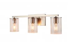 Lit Up Lighting LIT6123SN+MC-CL - 3X E26 60 W vanity Light in Satin Nickel finish with replaceable socket rings