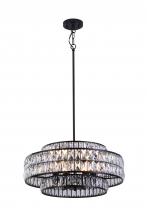Lit Up Lighting LIT7434BK-CRY - 22" 6x60W e26 Pendant in black finish