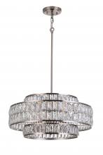 Lit Up Lighting LIT7434SN-CRY - 22" 6x60W e26 Pendant in Satin Nickel finish