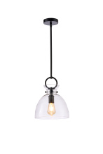 Lit Up Lighting LIT9131BK+MC-CL - Stanley Pendant Black Finish with Clear Glass