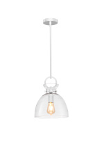 Lit Up Lighting LIT9131WH+MC-CL - Stanley Pendant White Finish with Clear Glass