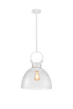 Lit Up Lighting LIT9132WH+MC-CL - Stanley Pendant White Finish with Clear Glass