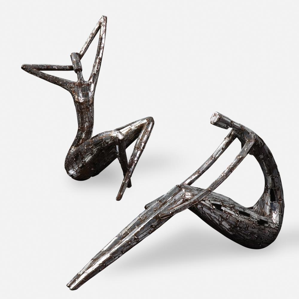 Uttermost Dahy Antique Silver Statues Set/2