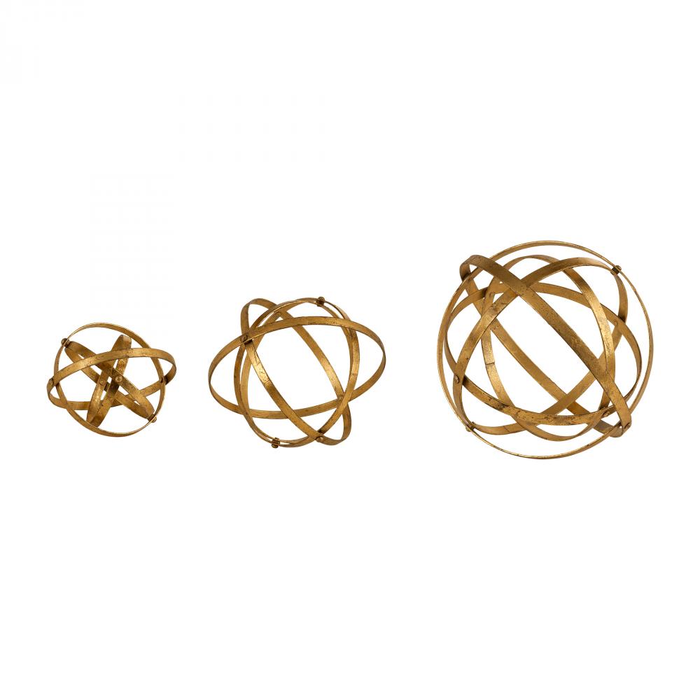 Uttermost Stetson Spheres, Gold, S/3