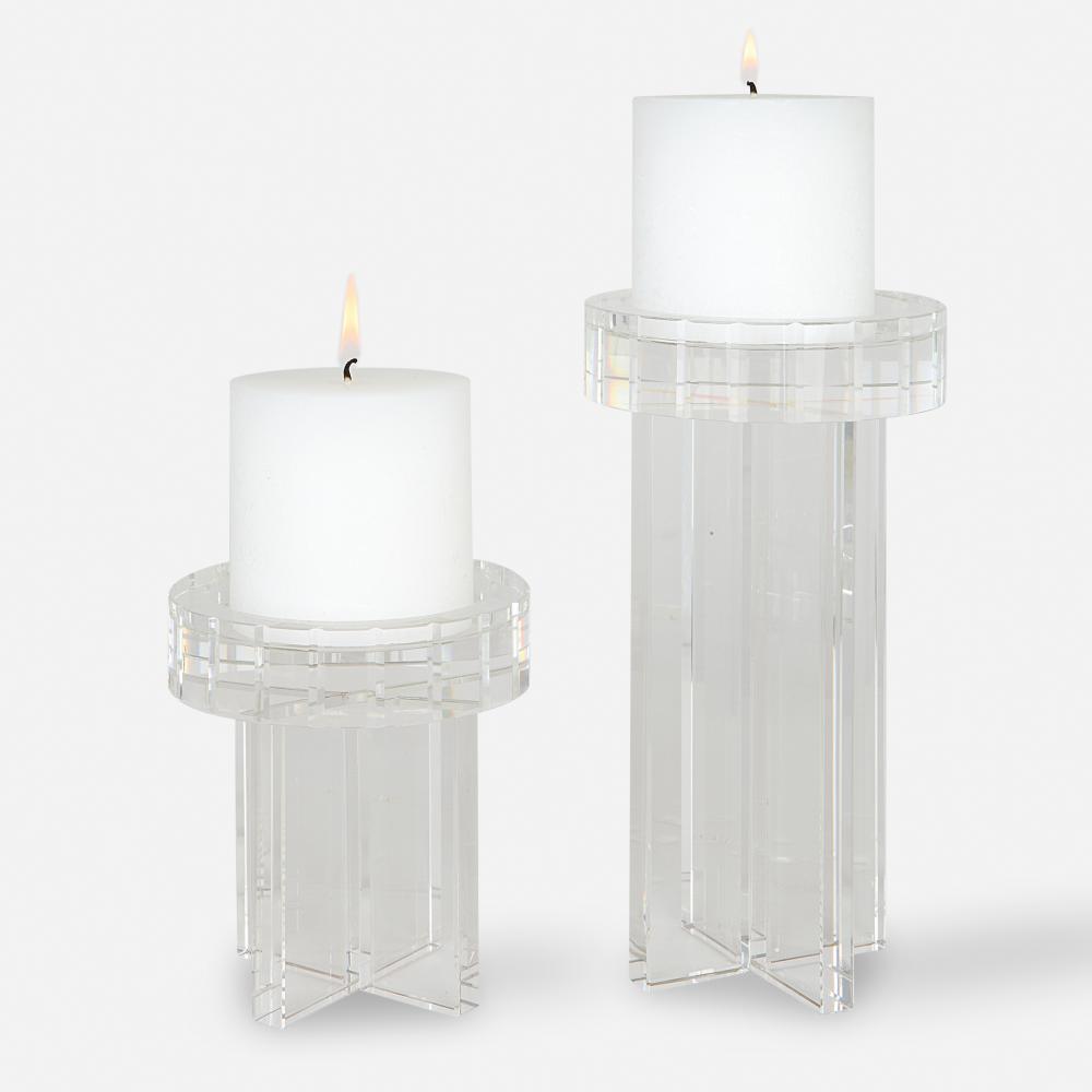 Uttermost Crystal Pillar Candleholders Set/2