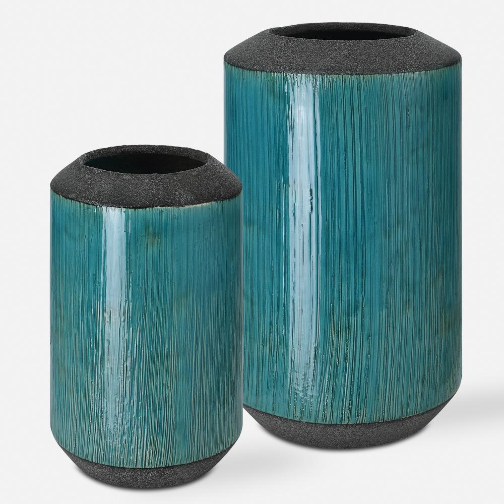 Uttermost Maui Aqua Blue Vases Set/2