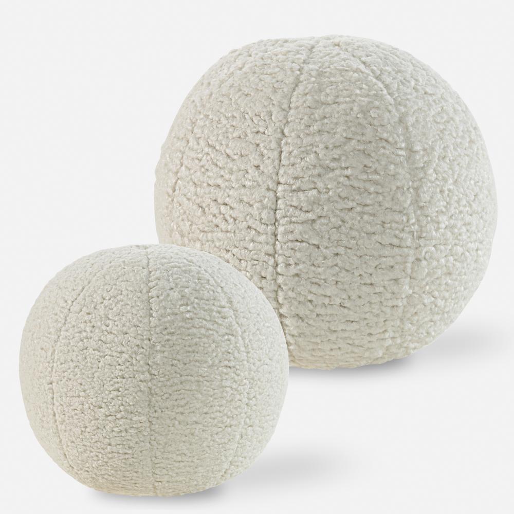 Uttermost Capra Ball Sheepskin Pillows Set/2