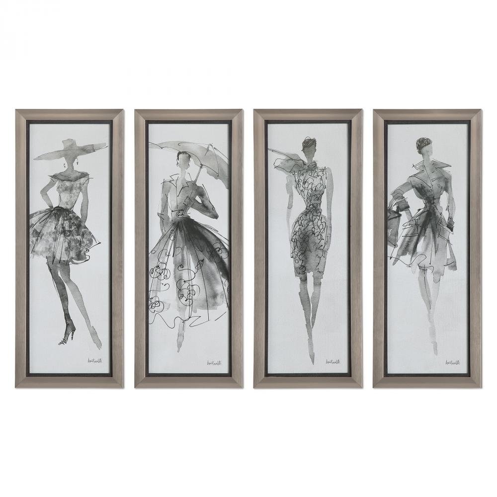 Uttermost Fashion Sketchbook Framed Prints, S/4