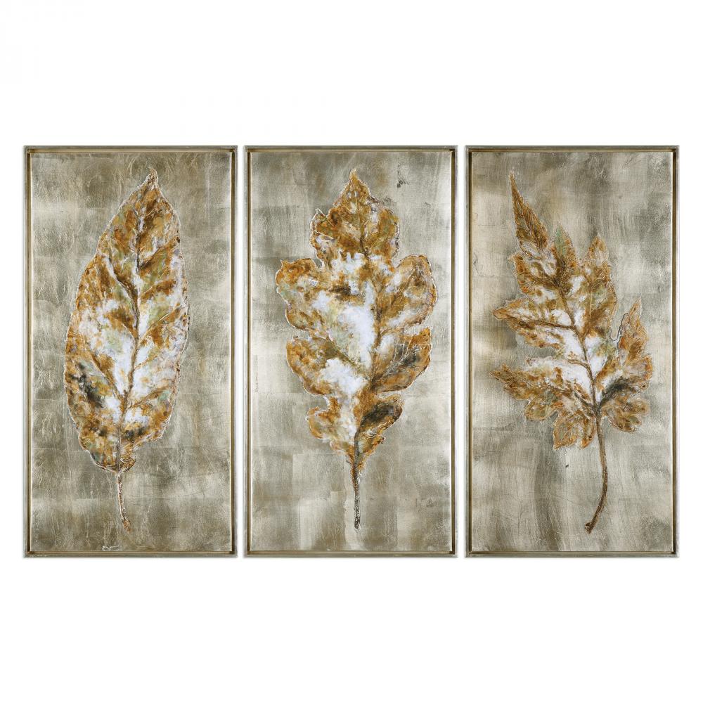 Uttermost Champagne Leaves Hand Painted Canvases, S/3