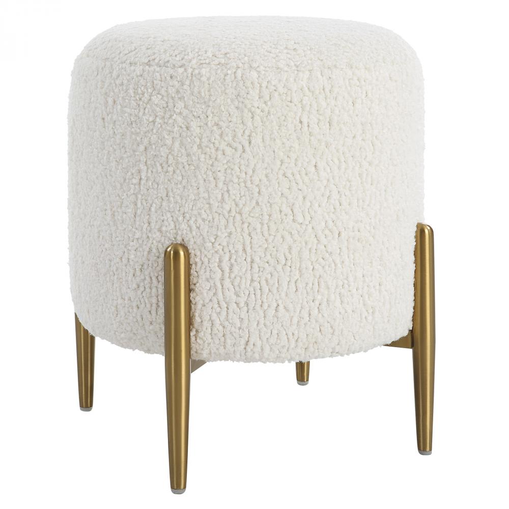 Uttermost Arles White Shearling Brass Ottoman
