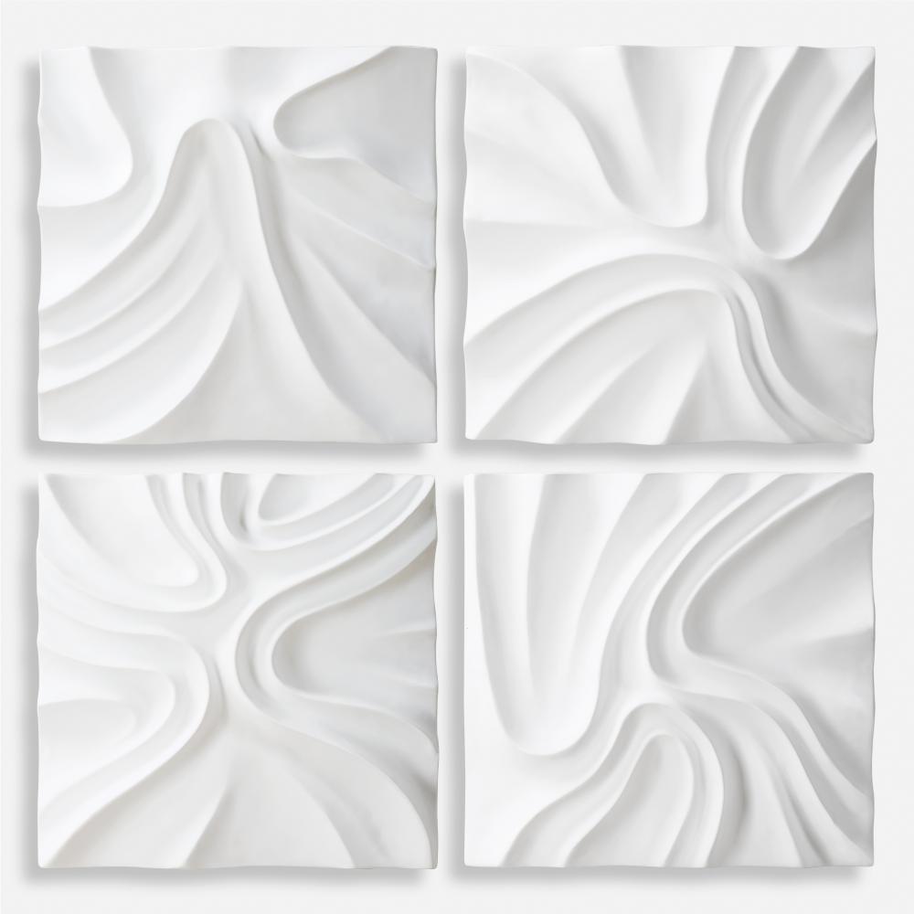 Uttermost Snowdrift Sculpted White Wall Decor Set/4