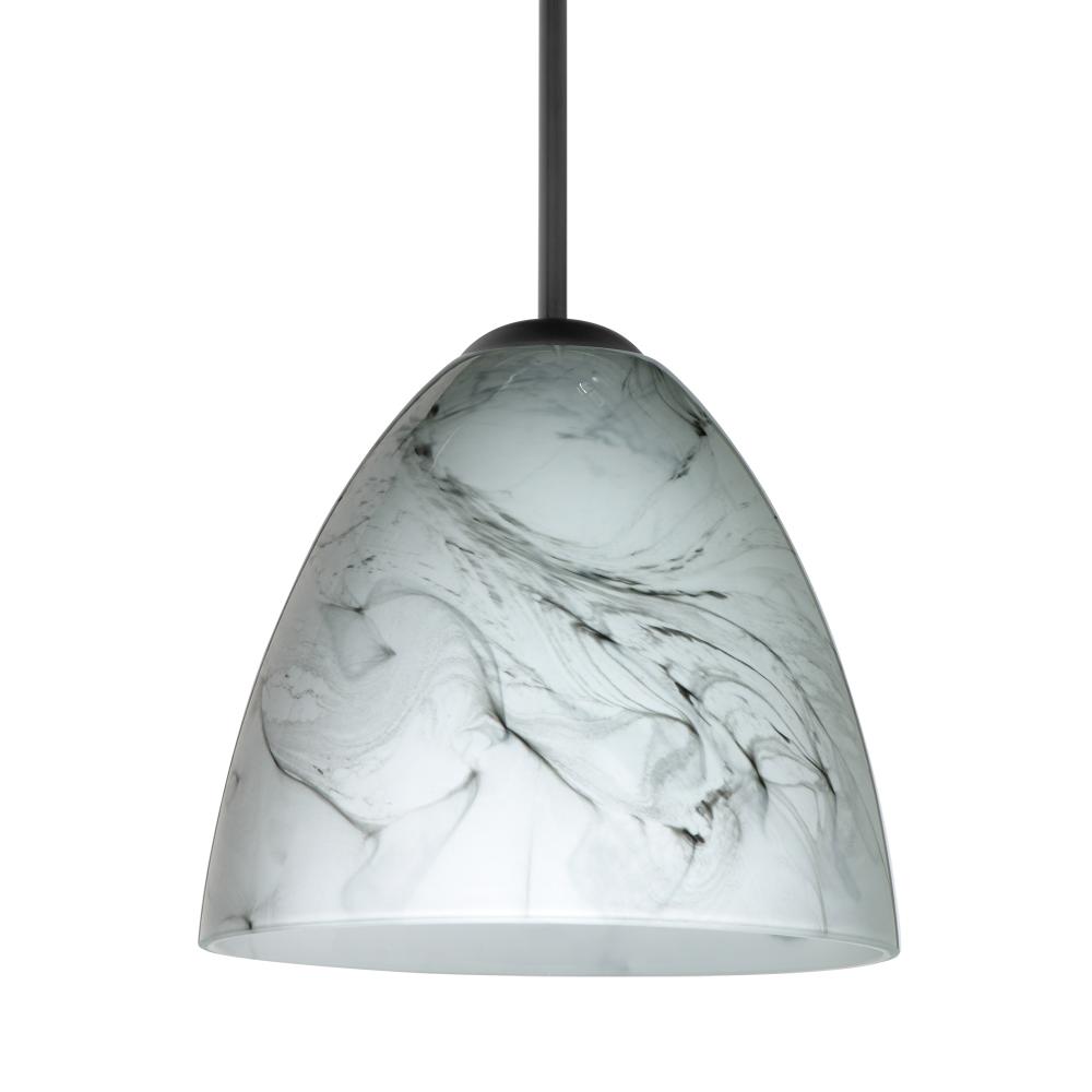 Besa Vila Pendant Black Marble Grigio 1x60W Medium Base