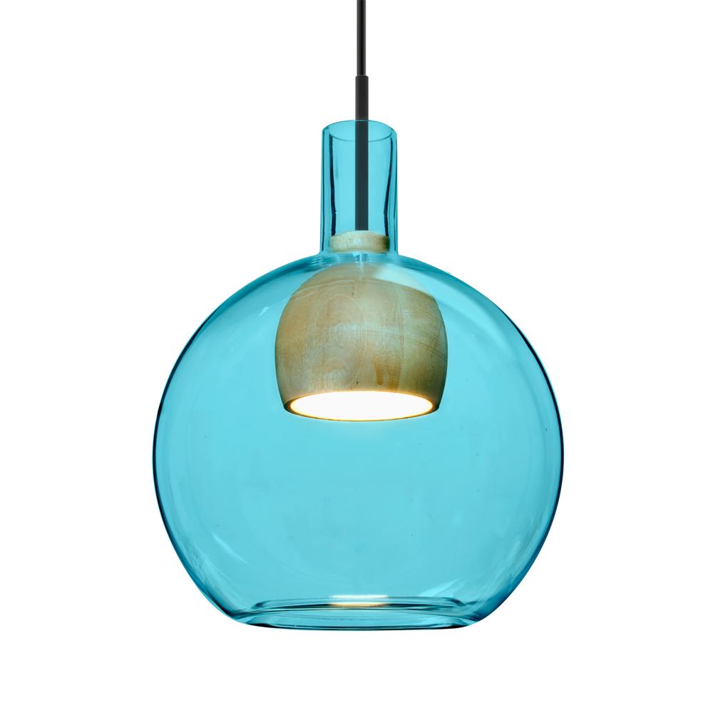 Besa, Benji Cord Pendant, Blue/Natural, Black Finish, 1x9W LED