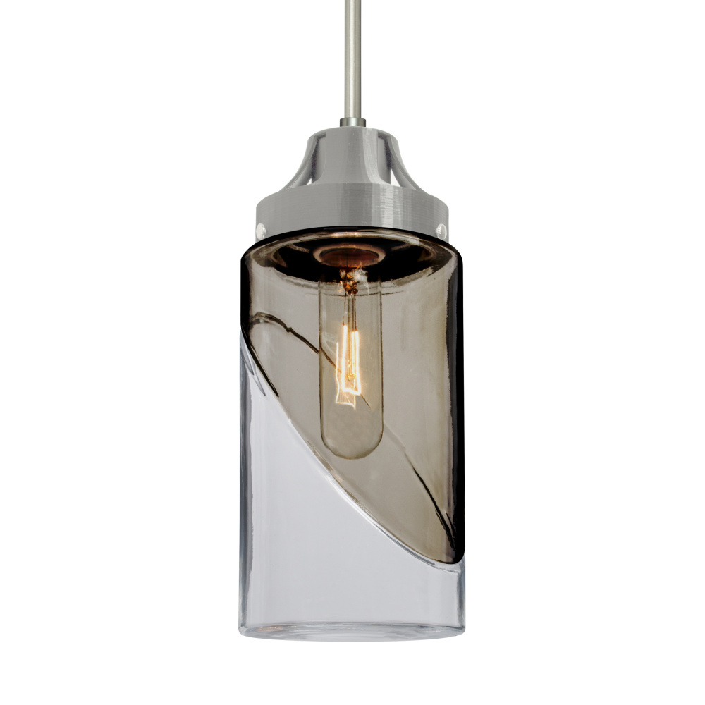 Besa, Blink Cord Pendant, Trans. Smoke/Clear, Satin Nickel Finish, 1x4W LED Filament