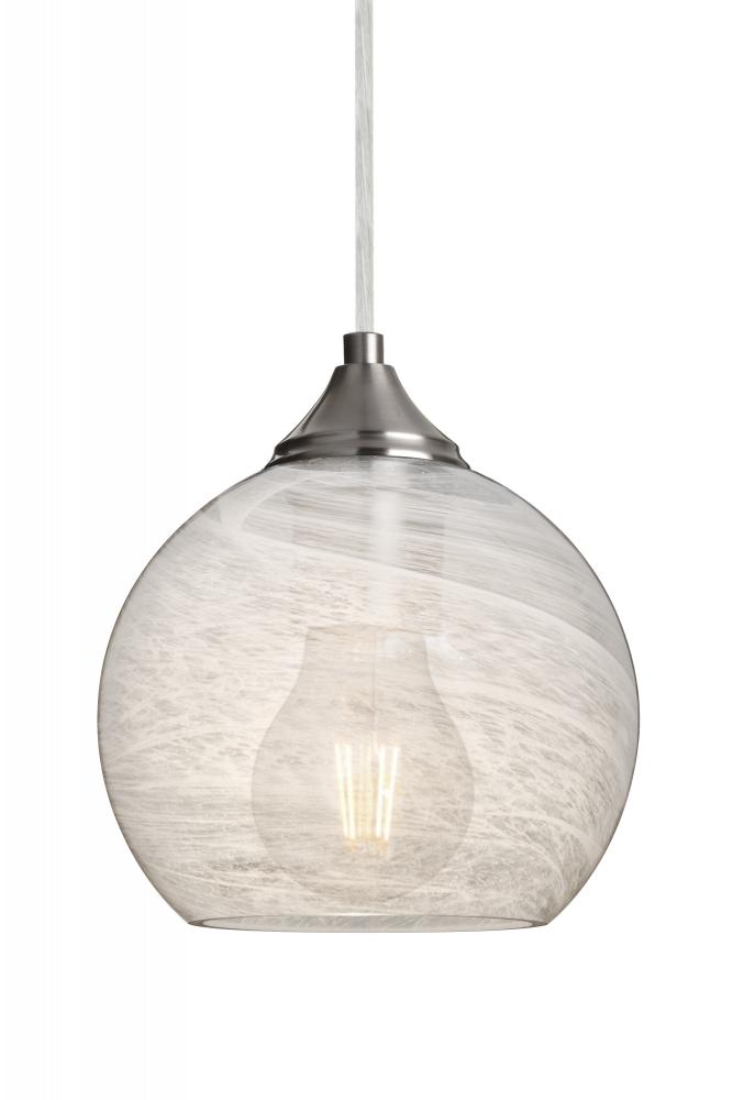 Besa, Jilly Cord Pendant, Vapor Clear, Satin Nickel Finish, 1x5W LED Filament, 15Ft. Cord