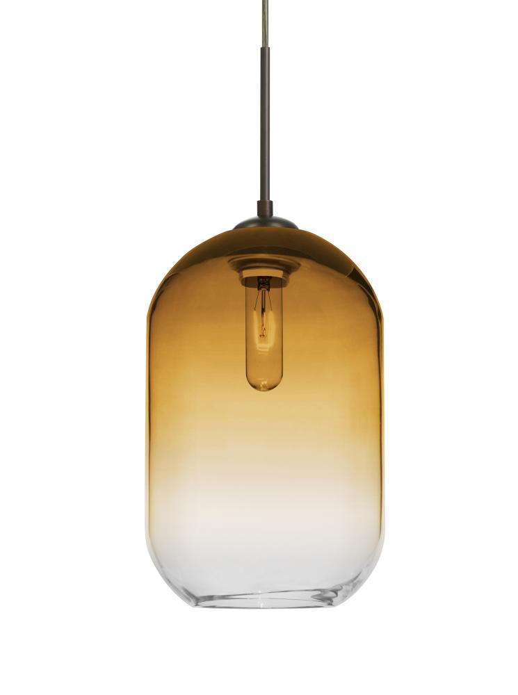Besa, Omega 12 Cord Pendant, Amber/Clear, Bronze Finish, 1x60W Medium Base